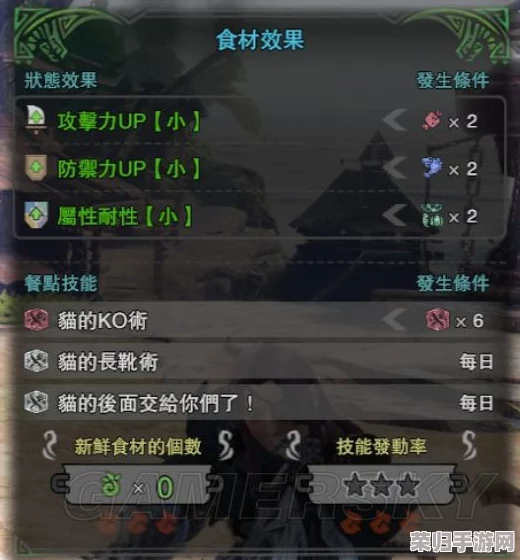 《怪物猎人X》深度:猫饭全设施解锁攻略,料理秘籍与珍稀食材获取指南! 《怪物猎人X》深度:猫饭全设施解锁攻略,料理秘籍与珍稀食材获取指南!